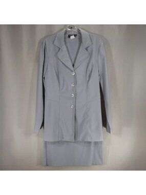 Dawn Joy Fashions Size 6 Light Grey 2 Piece Skirt Suit Vintage Office Stretch